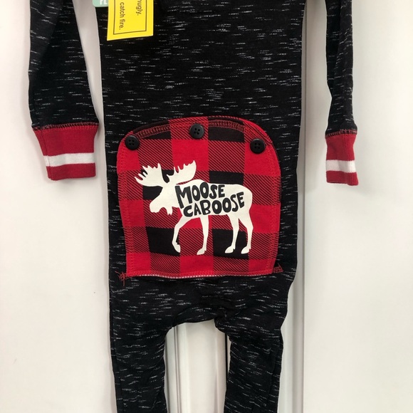NWT Lazy One Plaid Moose Caboose Flapjack Union Suit - Picture 8 of 11